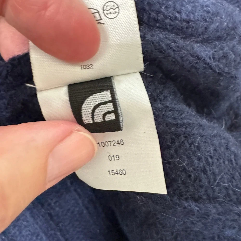 The North Face Sweater Mens XL Blue Wool Ribbed Crew Neck Fisherman Outdoor